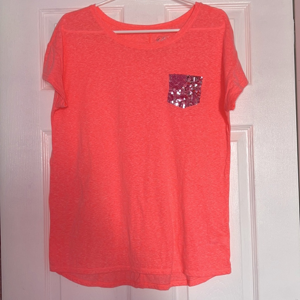 Justice Neon Pink T-Shirt Size 18